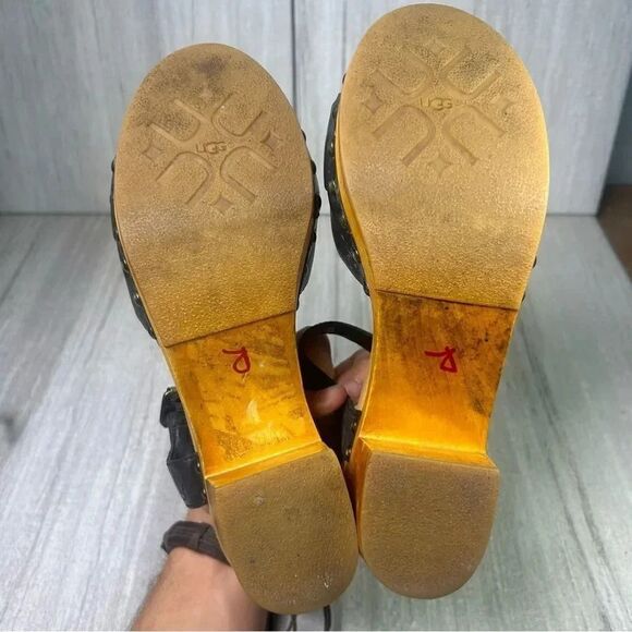 Ugg Janie Heeled Leather Strap Clog Mule Sandals Block Heel Women’s Size 7 - Picture 8 of 10